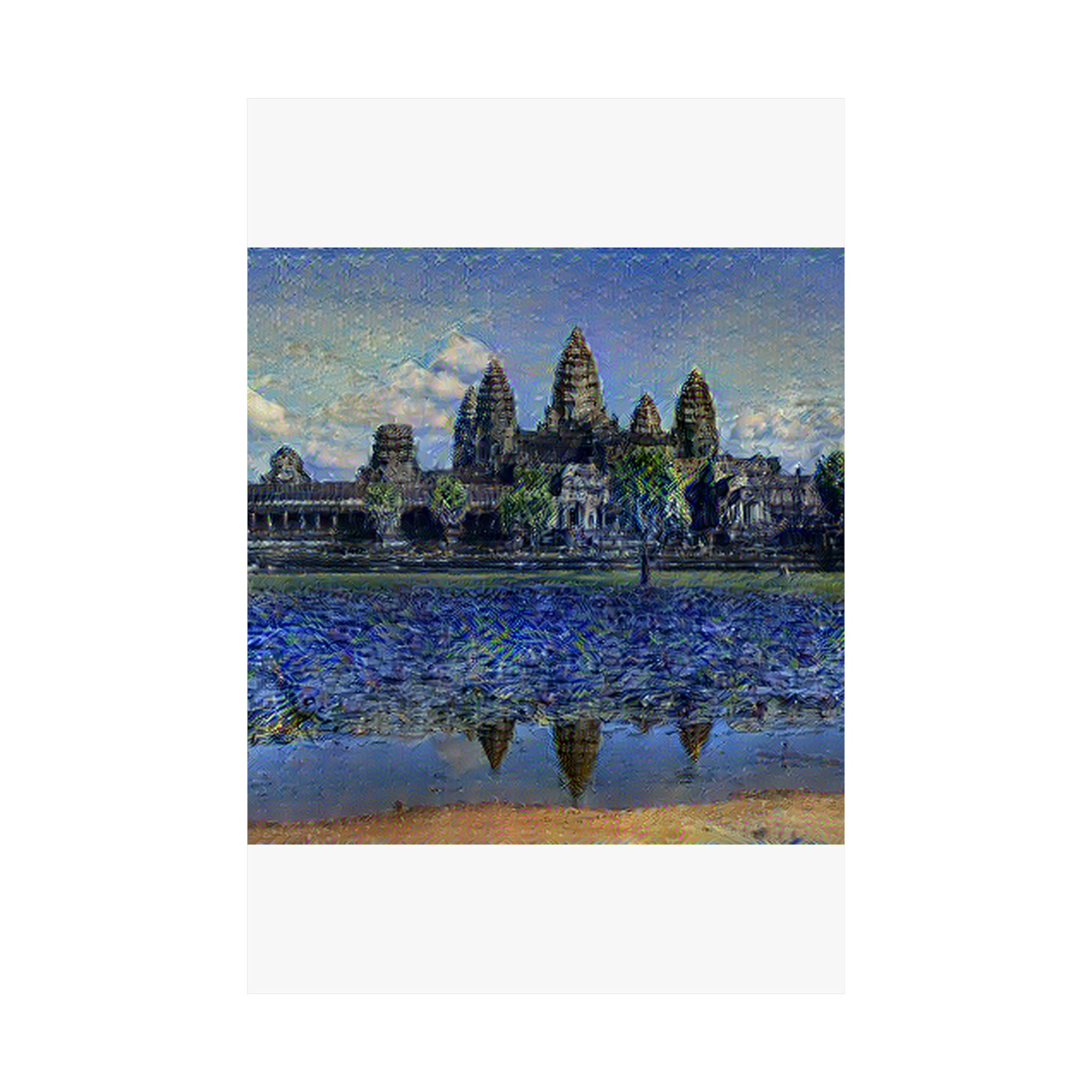 Angkor Wat in Starry Night Style | Vincent van Gogh Inspired Art