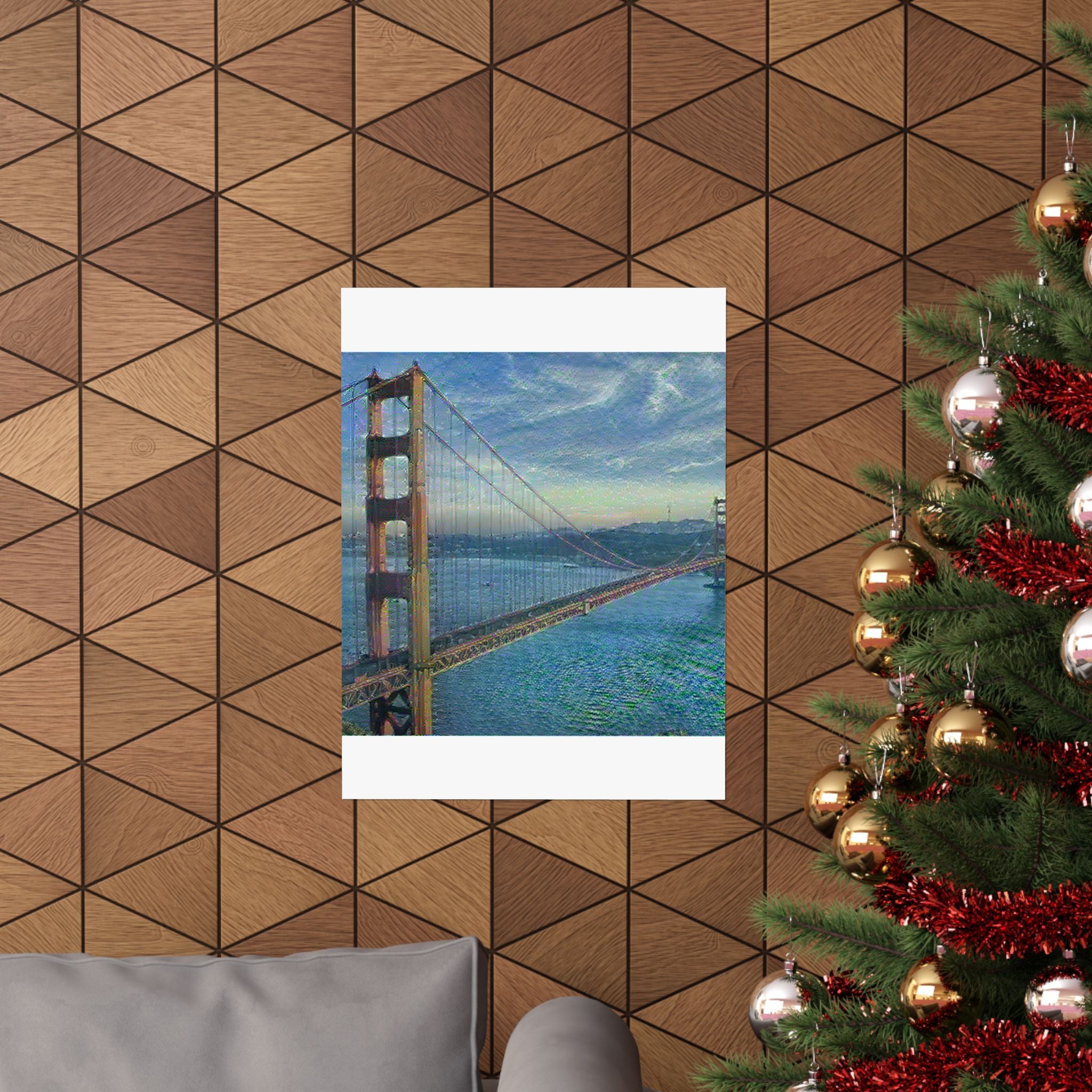 Golden Gate in Water Lilies Style - Poster Print