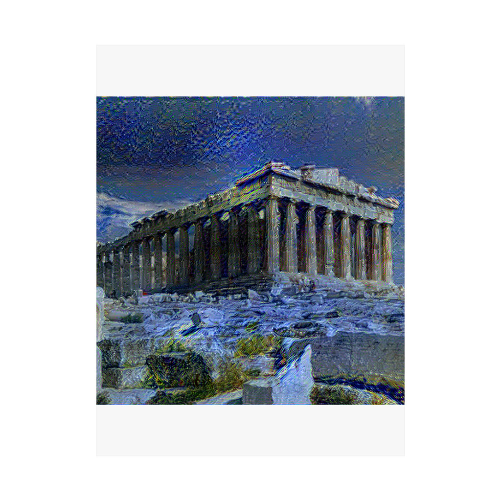 Parthenon in Starry Night Style - Poster Print