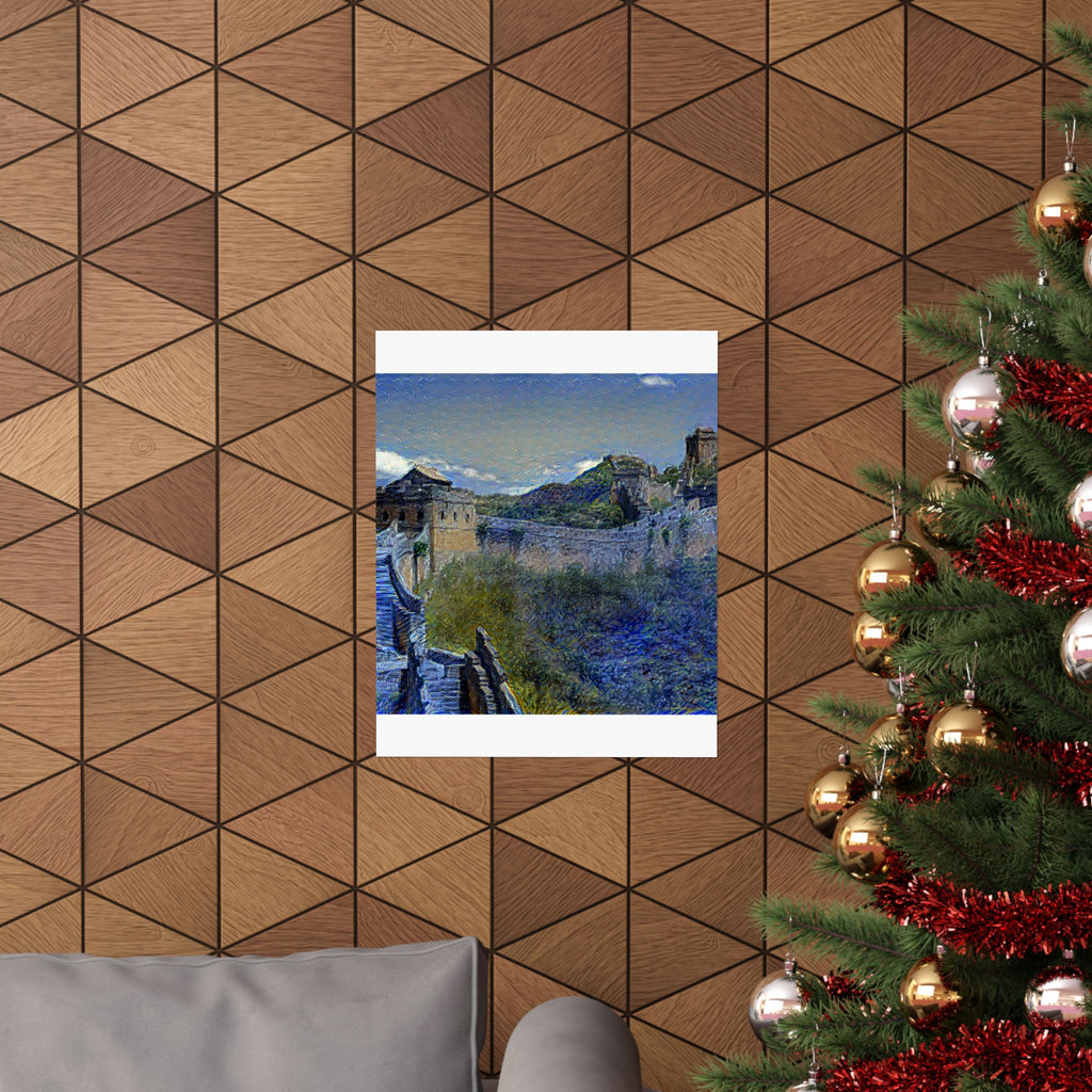 Great Wall of China in Starry Night Style | Vincent van Gogh Inspired Art