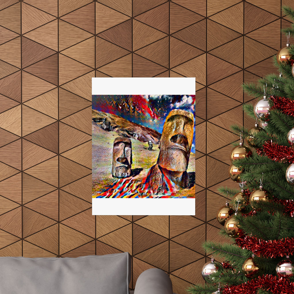 Moai Statues in Composition VII Style | Wassily Kandinsky Inspired Art