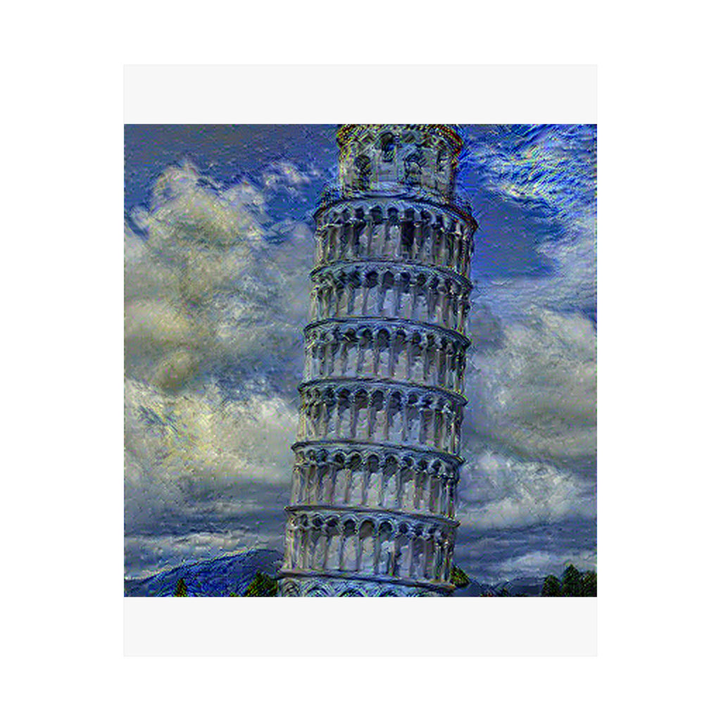 Tower Of Pisa in Starry Night Style - Poster Print