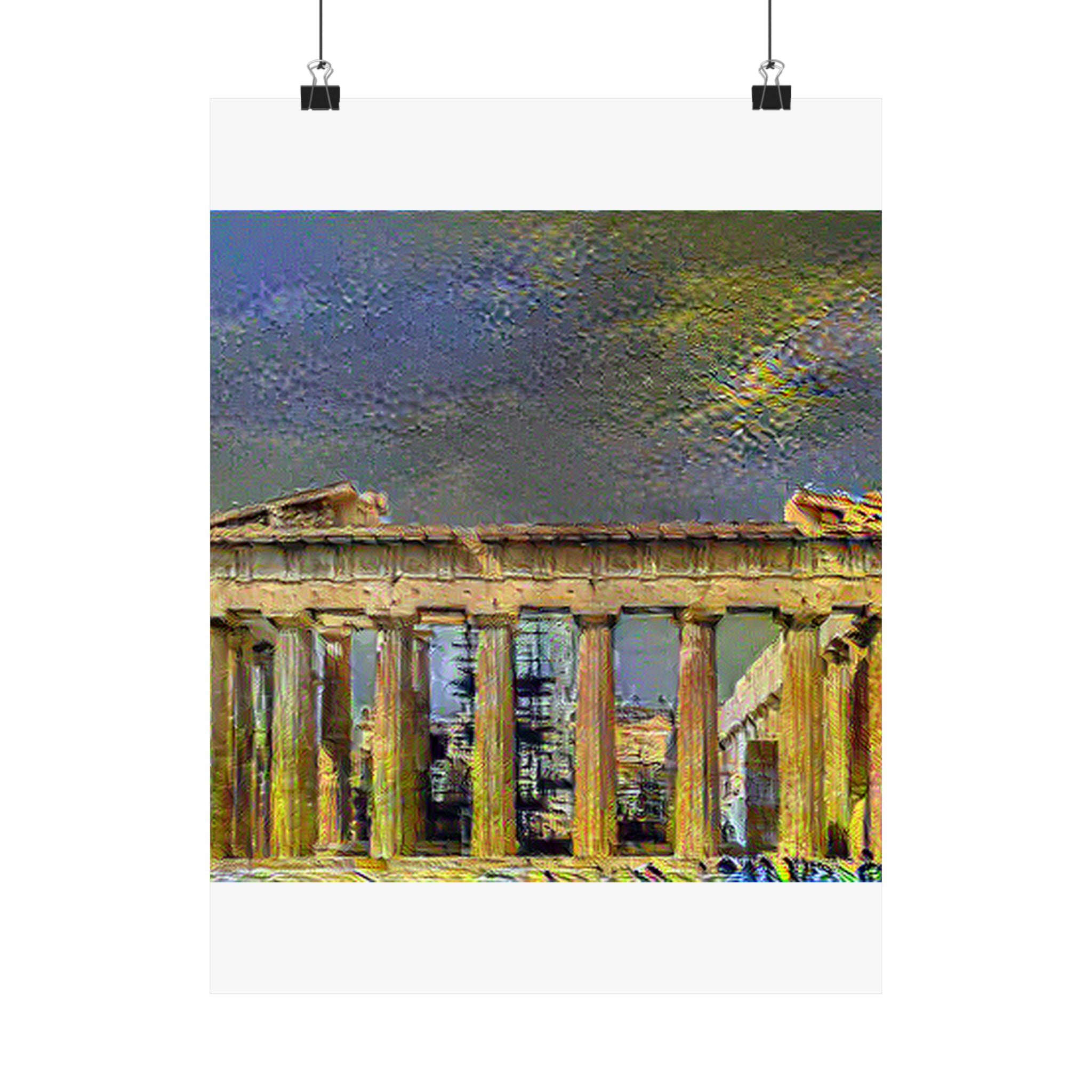 Acropolis Athens in Cafe Terrace Style - Poster Print