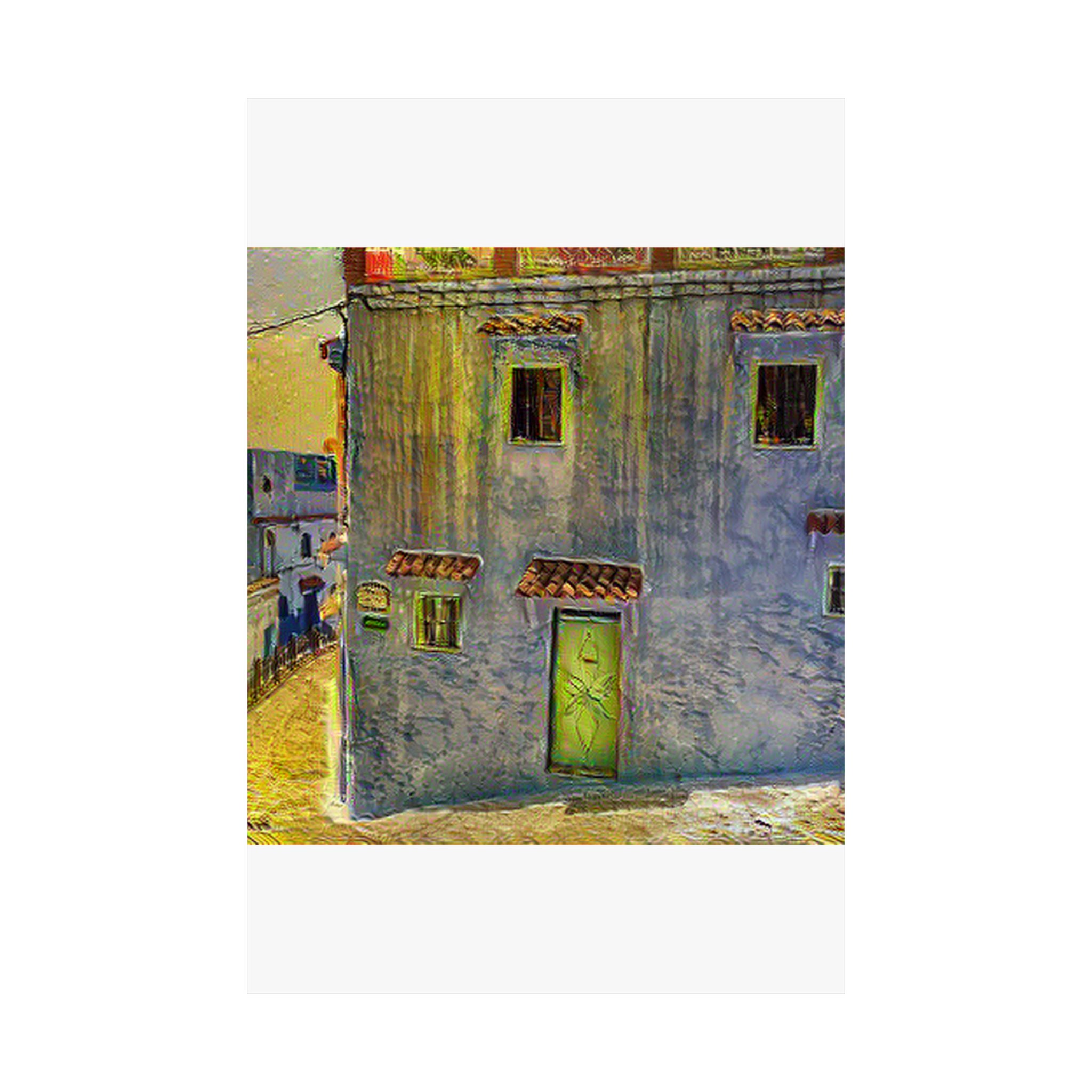 Chefchaouen in Cafe Terrace at Night Style | Vincent van Gogh Inspired Art