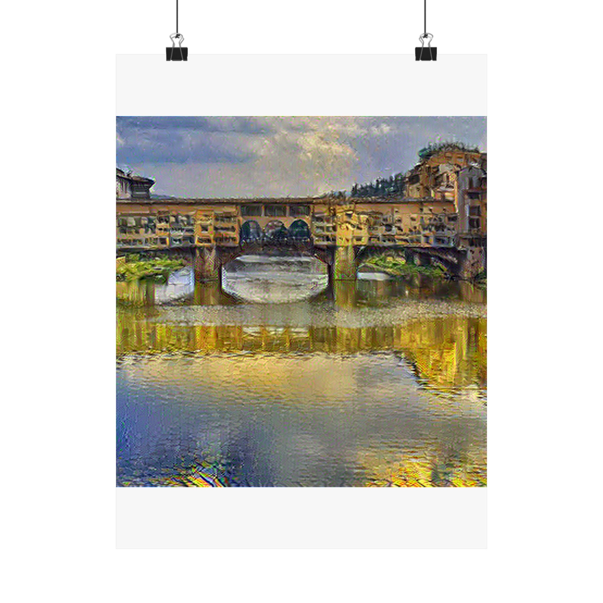 Ponte Vecchio in Cafe Terrace at Night Style | Vincent van Gogh Inspired Art