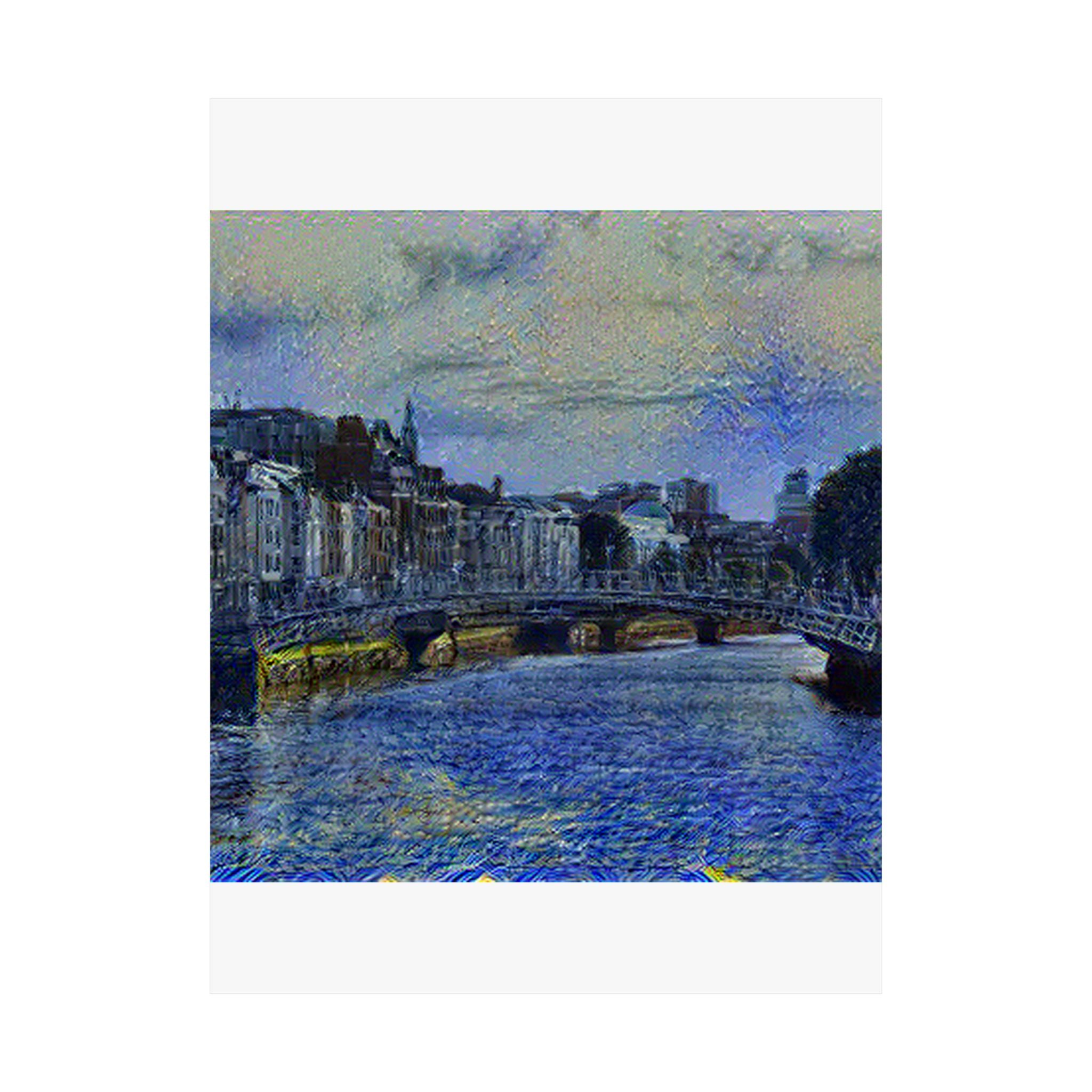 Ha'penny Bridge in Starry Night Style | Vincent van Gogh Inspired Art