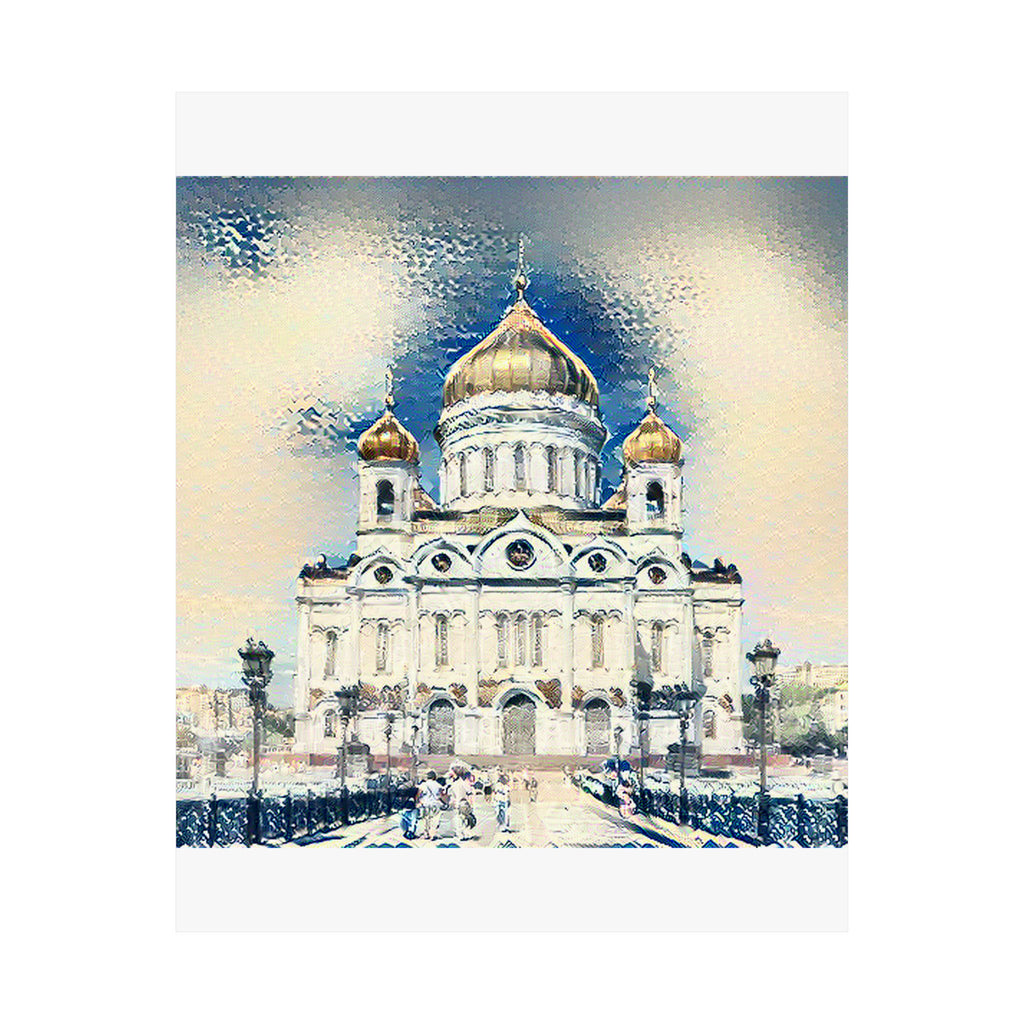 St Basils in Great Wave Style - Poster Print