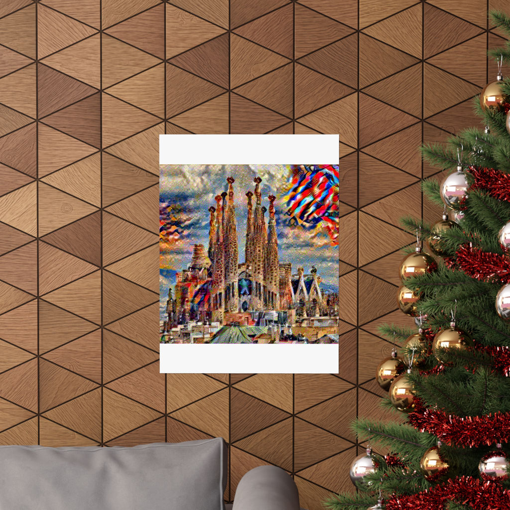 Sagrada Familia in Composition Vii Style - Poster Print
