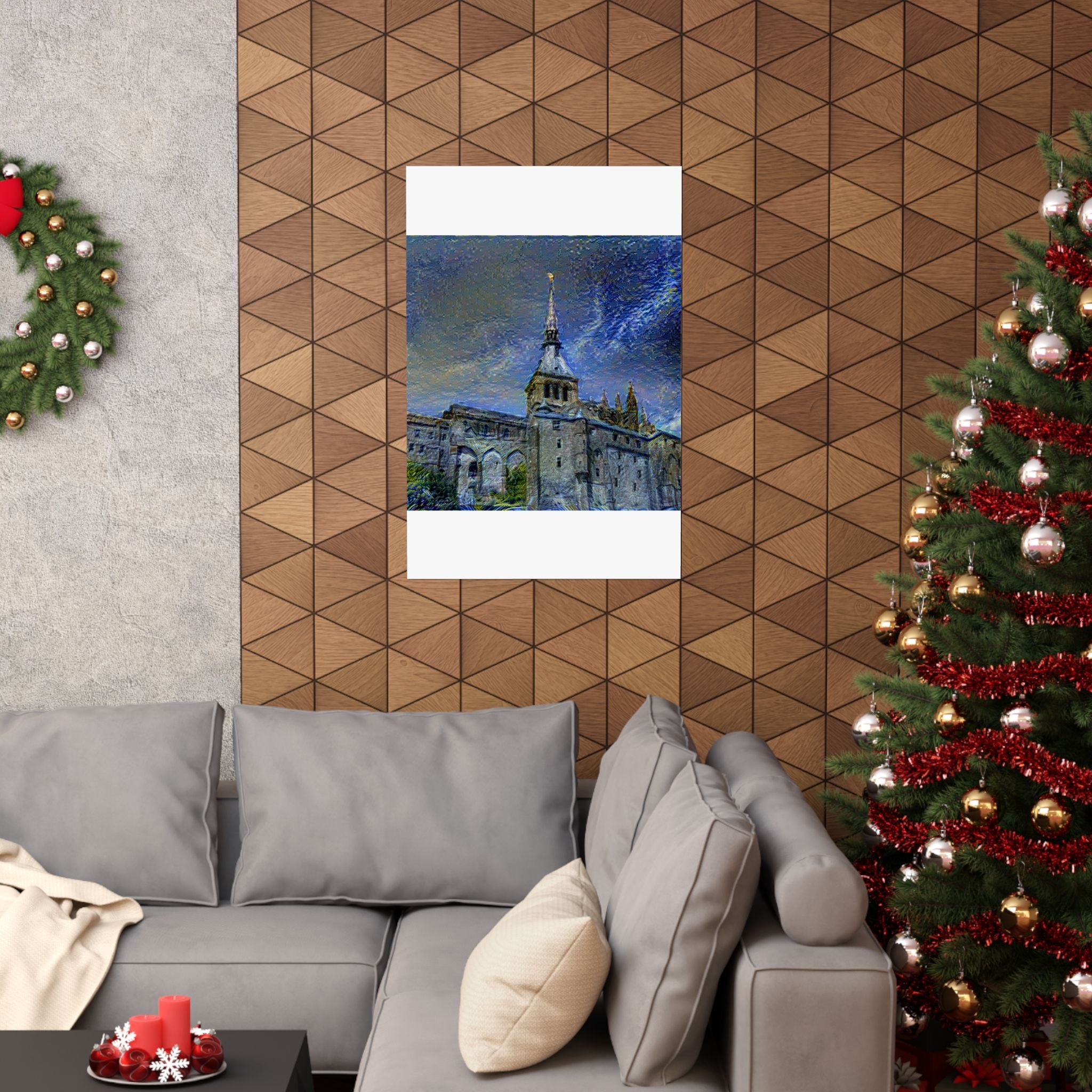 Mont Saint-Michel in Starry Night Style | Vincent van Gogh Inspired Art