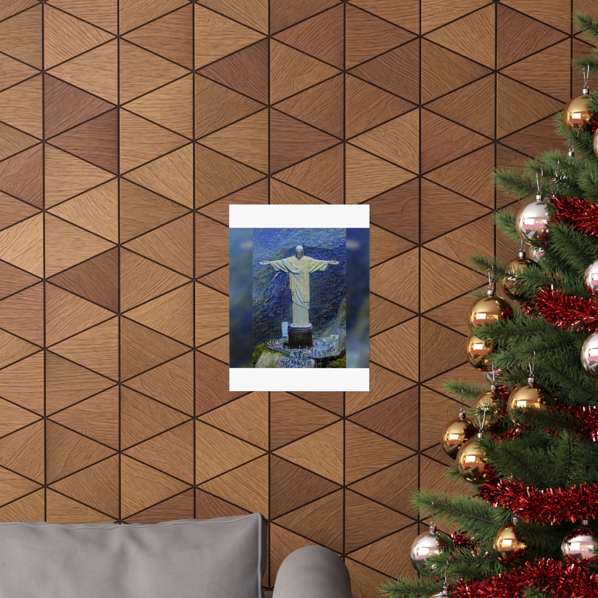 Christ the Redeemer in Starry Night Style - Art Poster Print