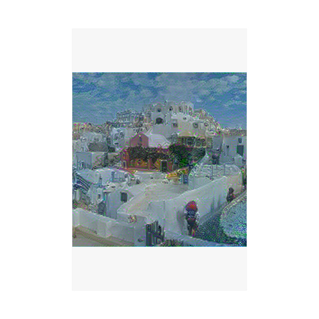 Santorini in Water Lilies Style | Claude Monet Inspired Art