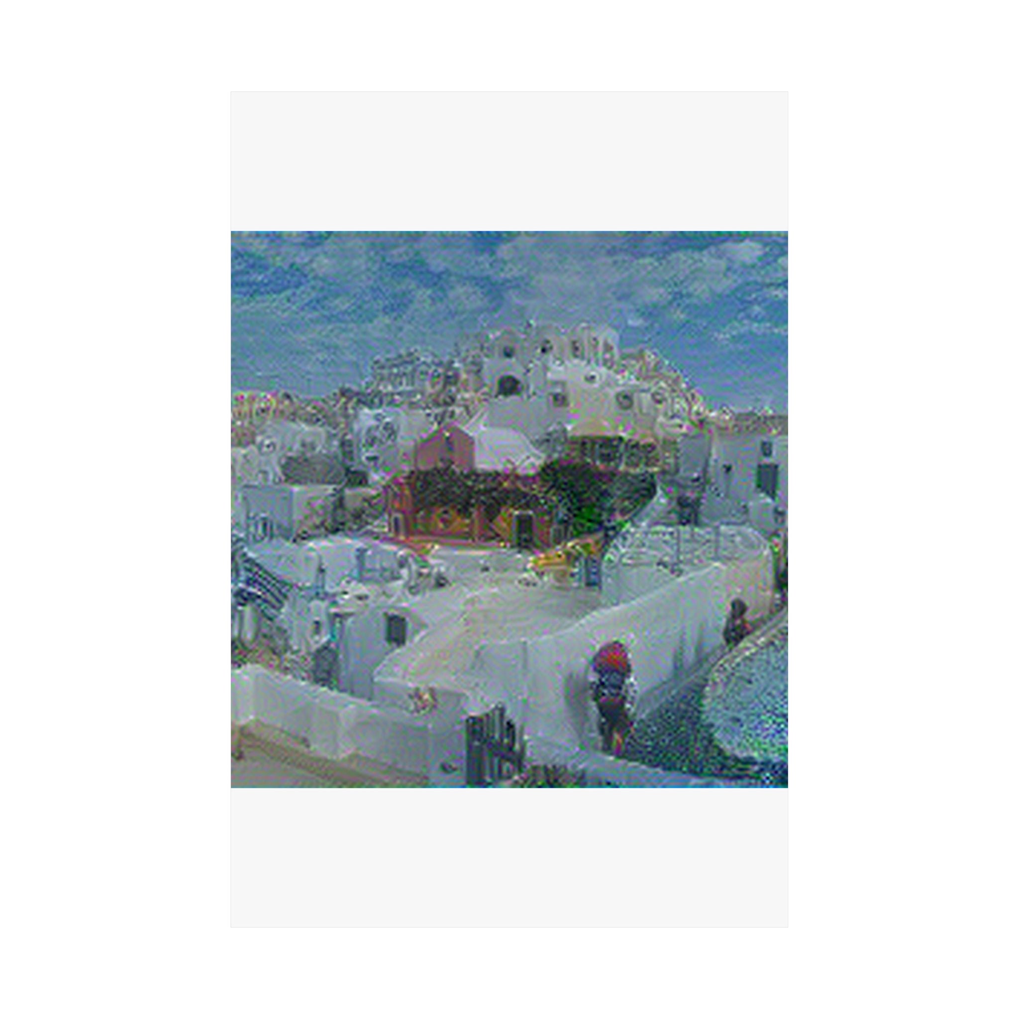 Santorini in Water Lilies Style | Claude Monet Inspired Art