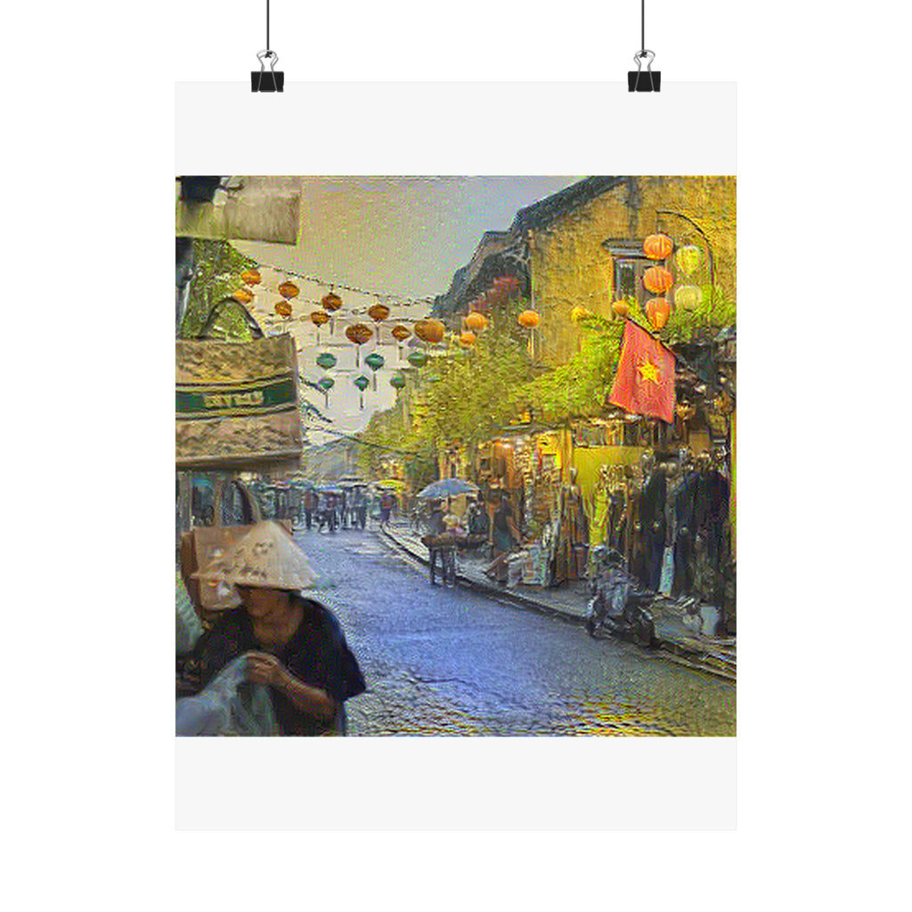 Hoi An Ancient Town in Cafe Terrace at Night Style | Vincent van Gogh Inspired Art