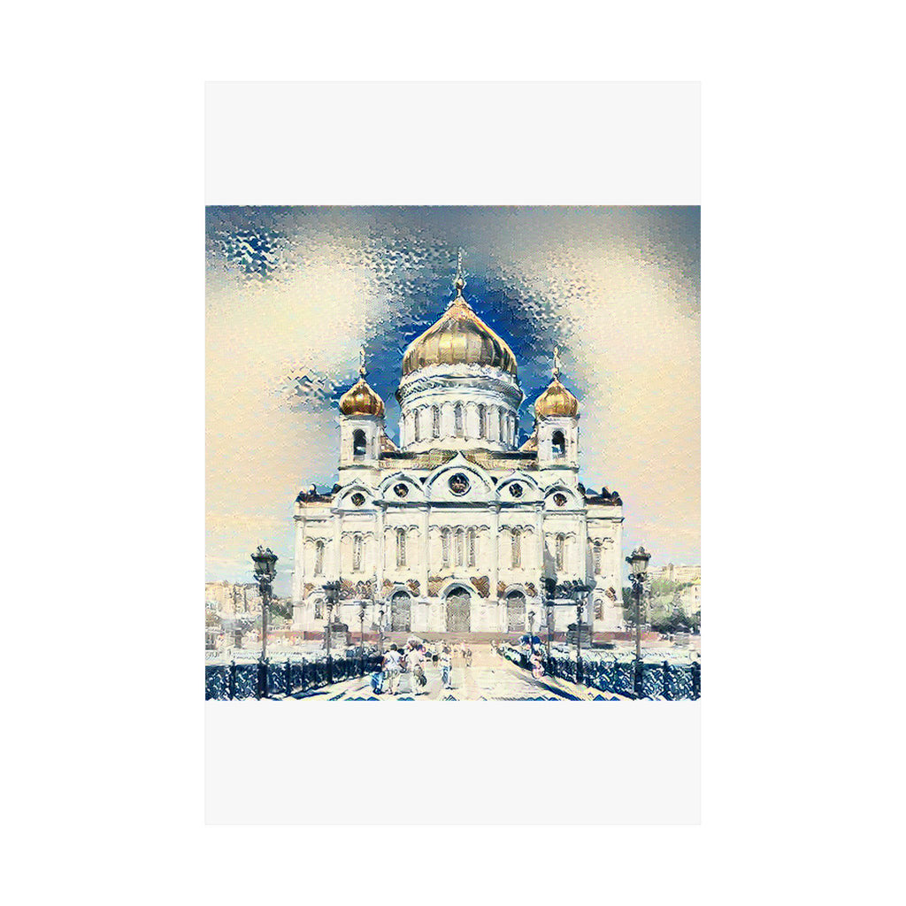 St Basils in Great Wave Style - Poster Print