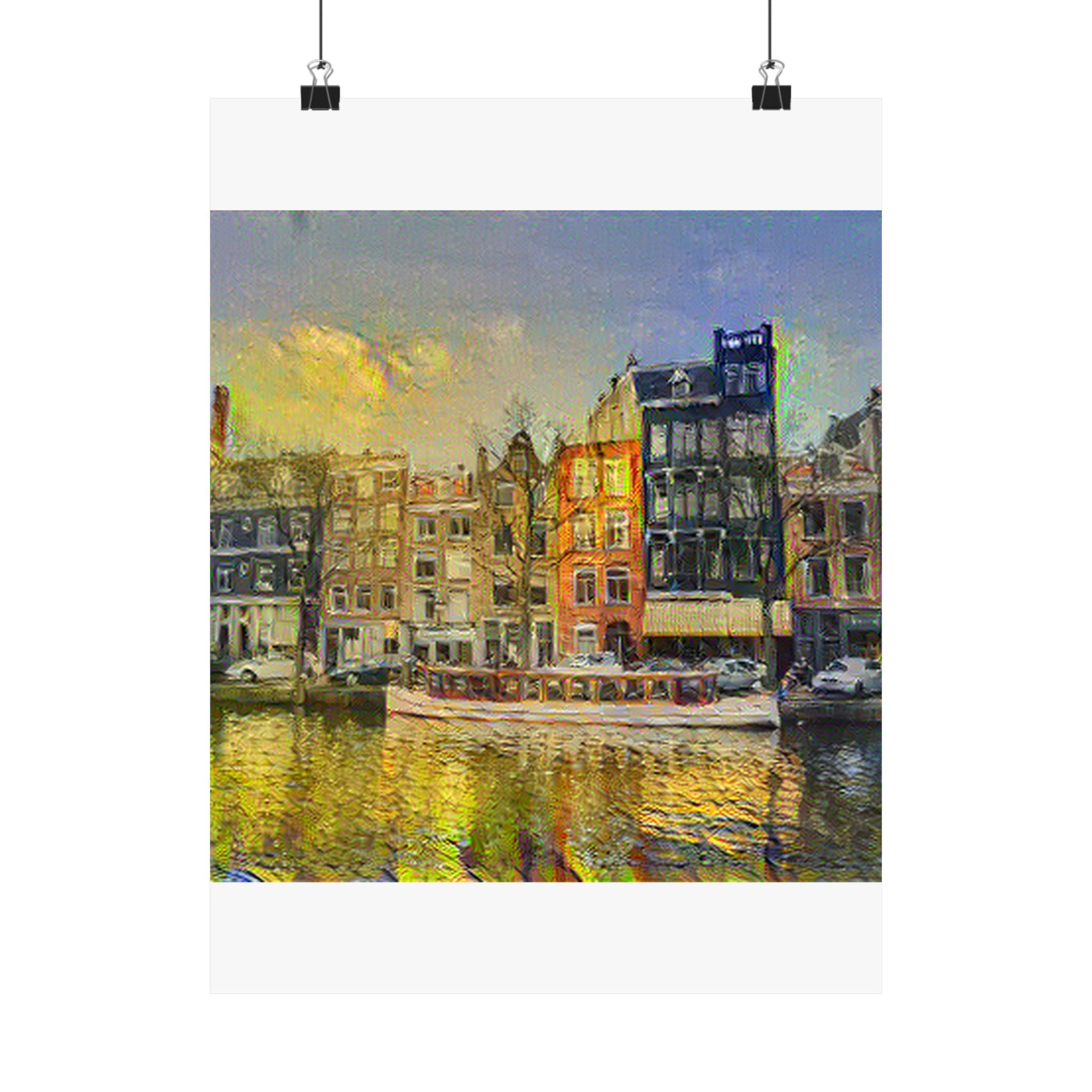 Amsterdam Canal Ring in Cafe Terrace at Night Style | Vincent van Gogh Inspired Art