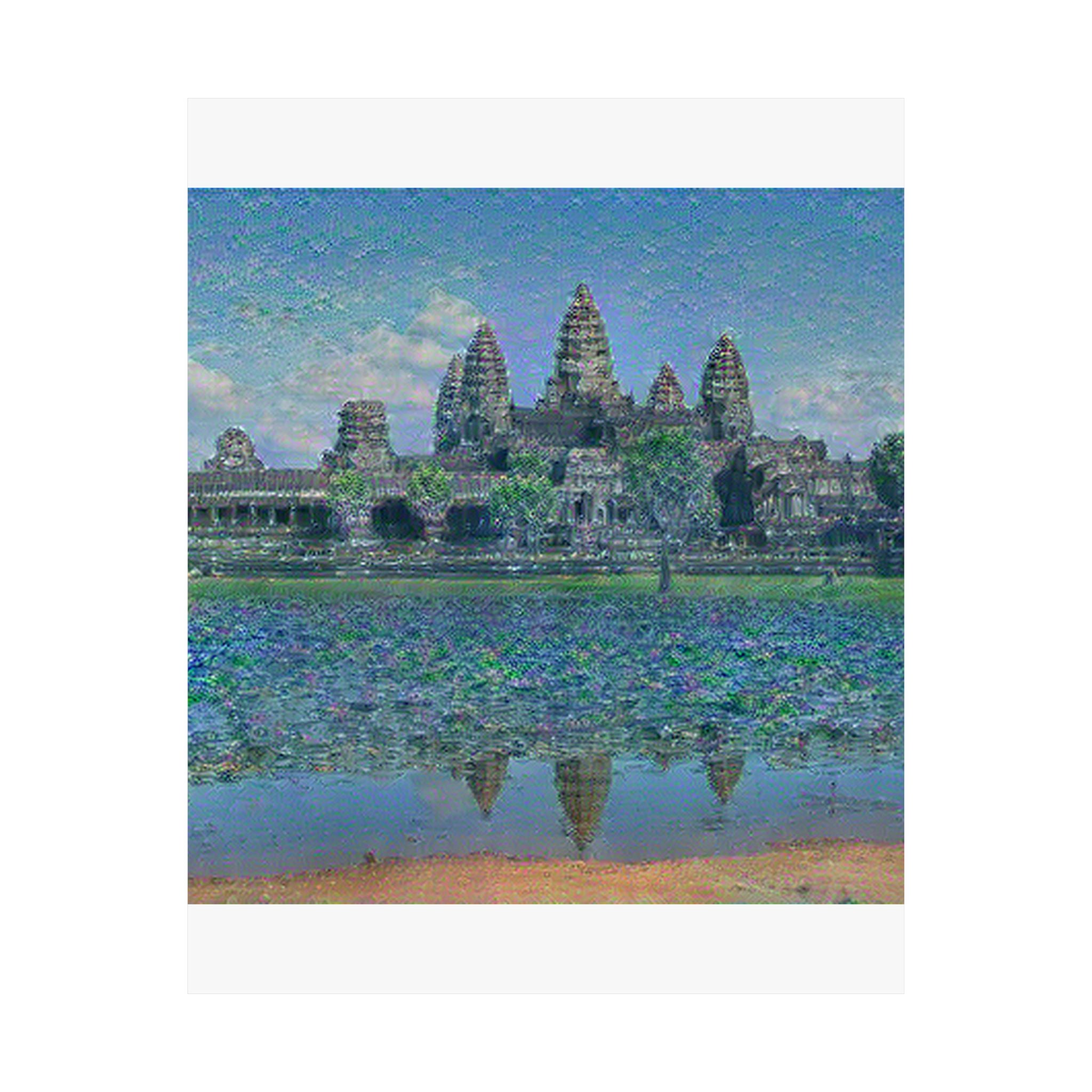 Angkor Wat in Water Lilies Style | Claude Monet Inspired Art