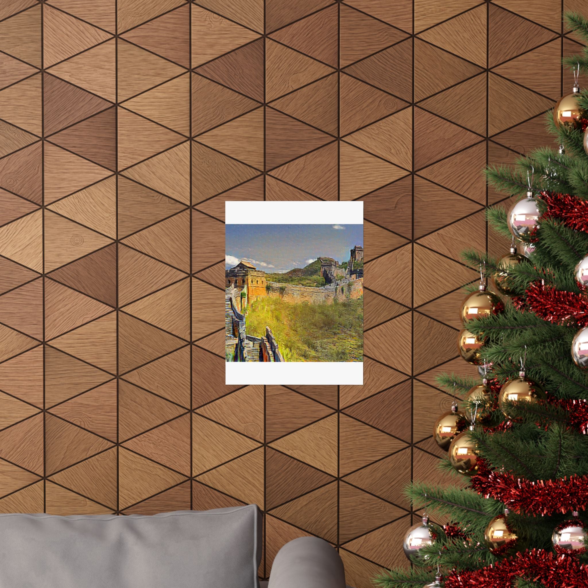 Great Wall of China in Cafe Terrace at Night Style | Vincent van Gogh Inspired Art