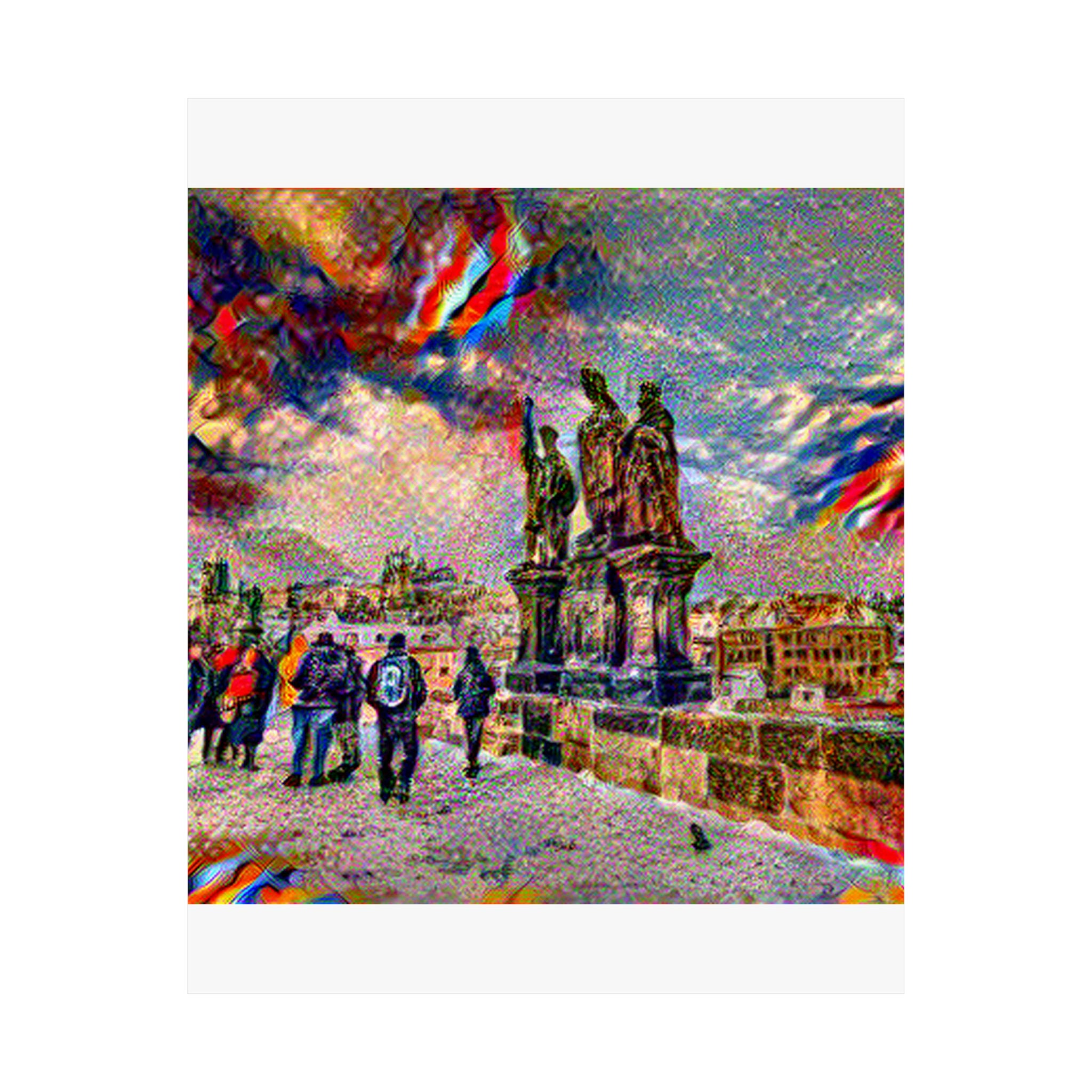 Charles Bridge in Composition VII Style | Wassily Kandinsky Inspired Art