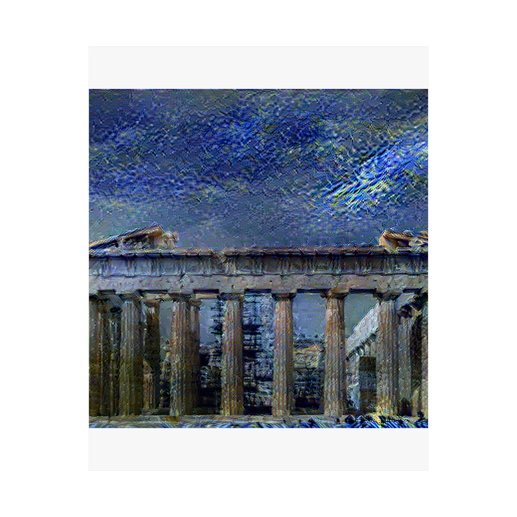 Acropolis Athens in Starry Night Style - Poster Print