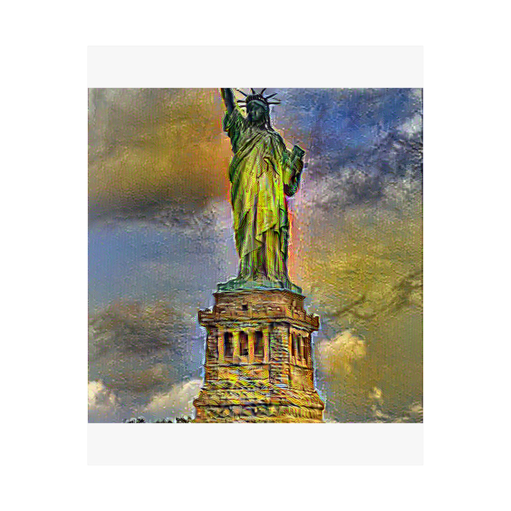 Statue Of Liberty in Cafe Terrace Style - Poster Print