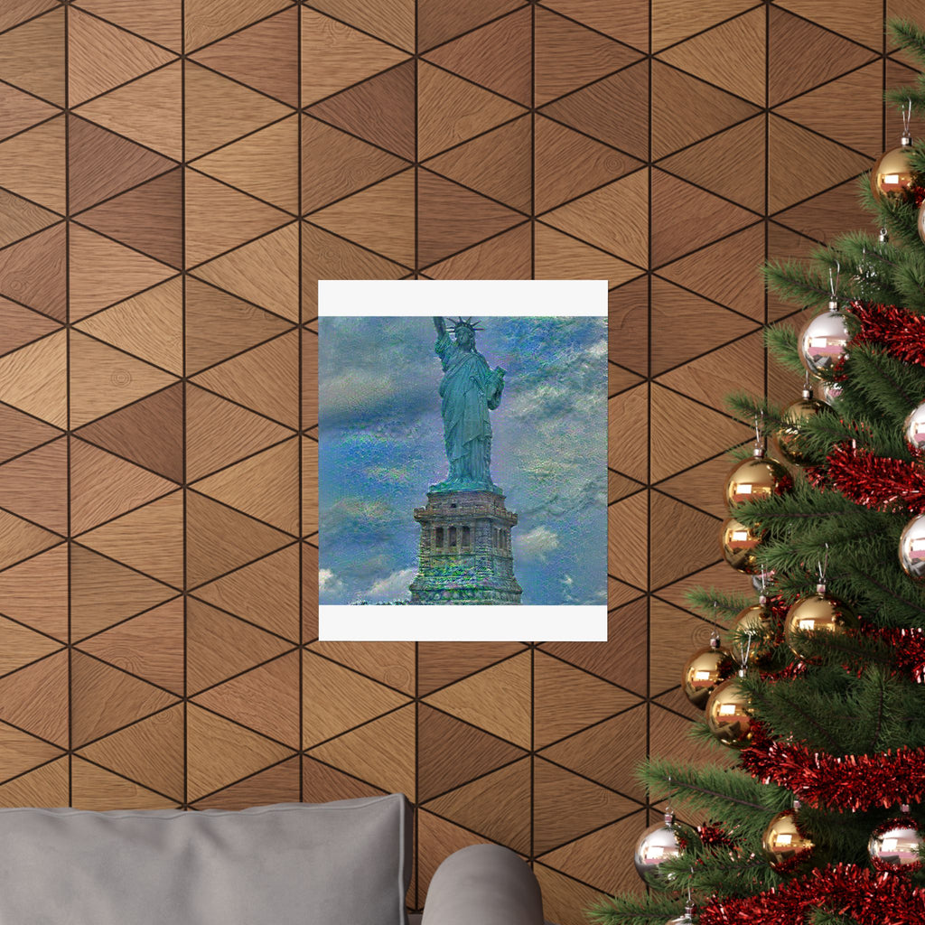 Statue Of Liberty in Water Lilies Style - Poster Print