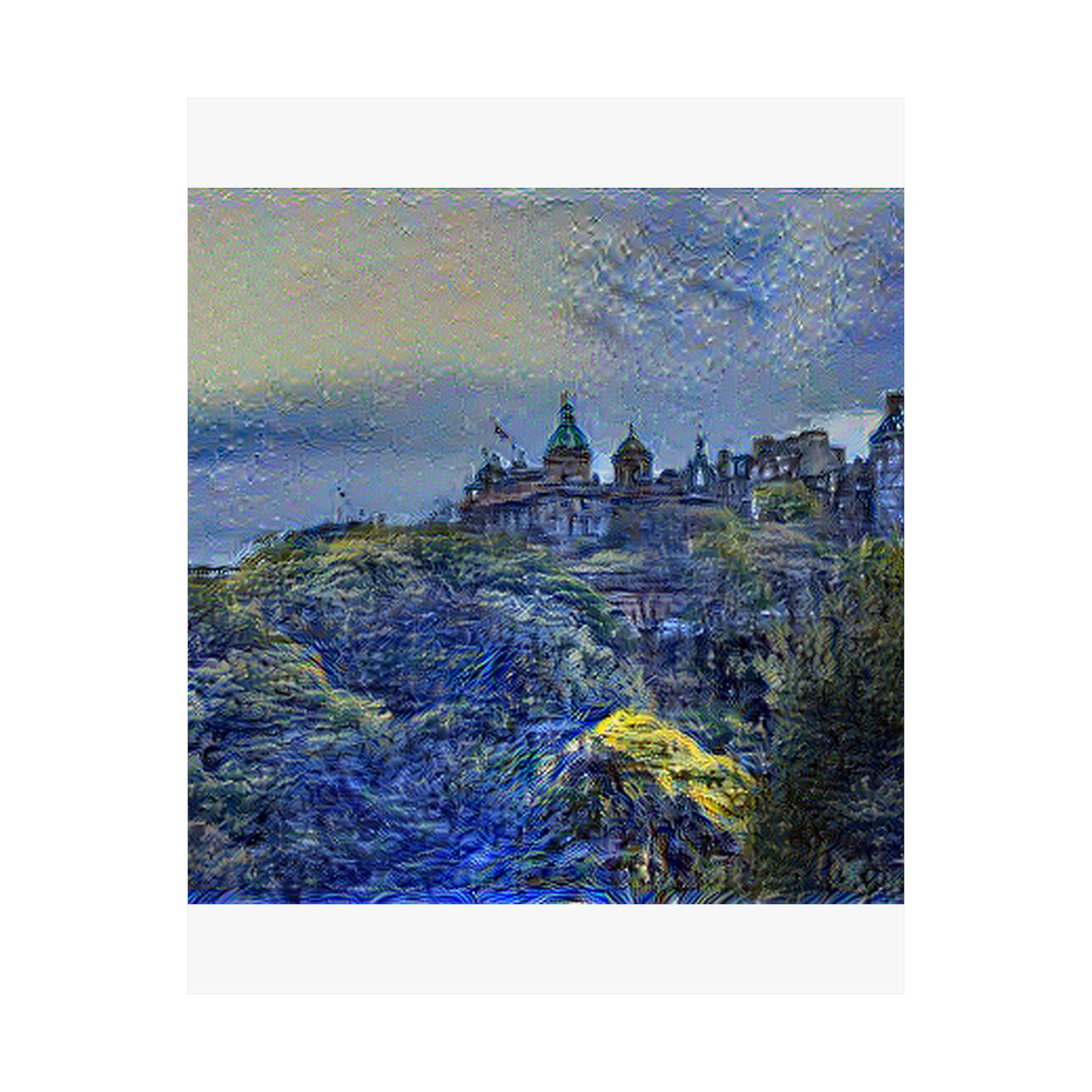 Edinburgh Old Town in Starry Night Style | Vincent van Gogh Inspired Art