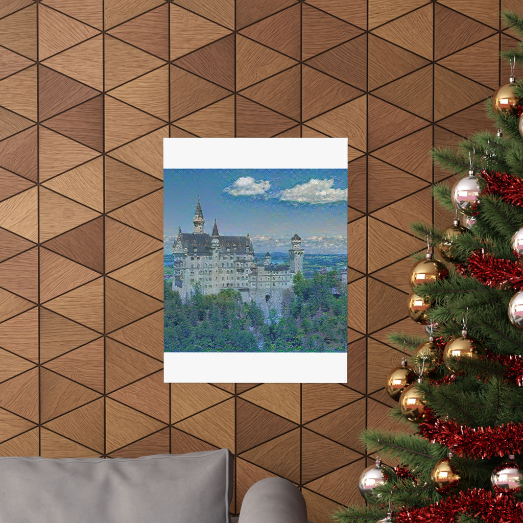 Neuschwanstein in Water Lilies Style - Poster Print