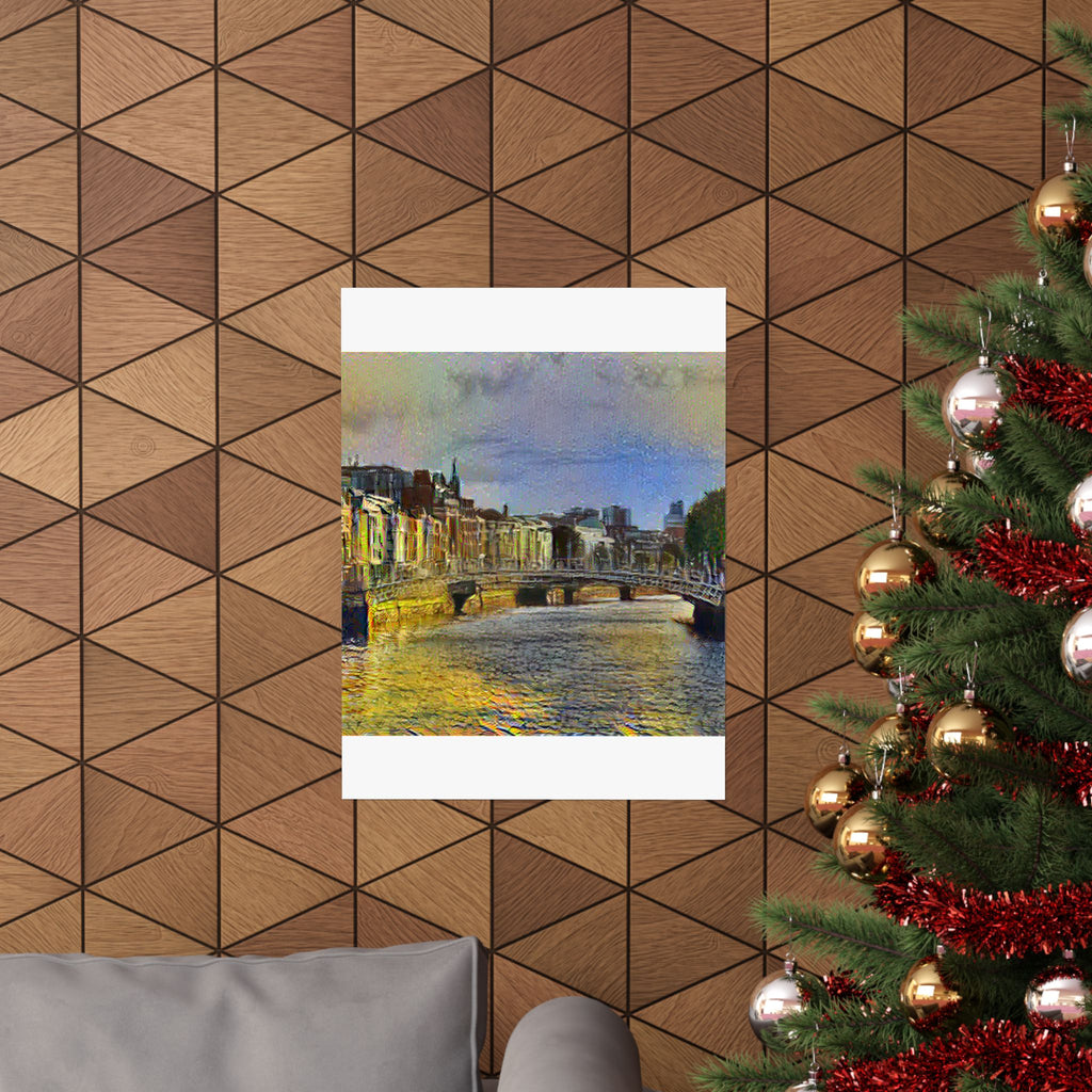 Ha'penny Bridge in Cafe Terrace at Night Style | Vincent van Gogh Inspired Art