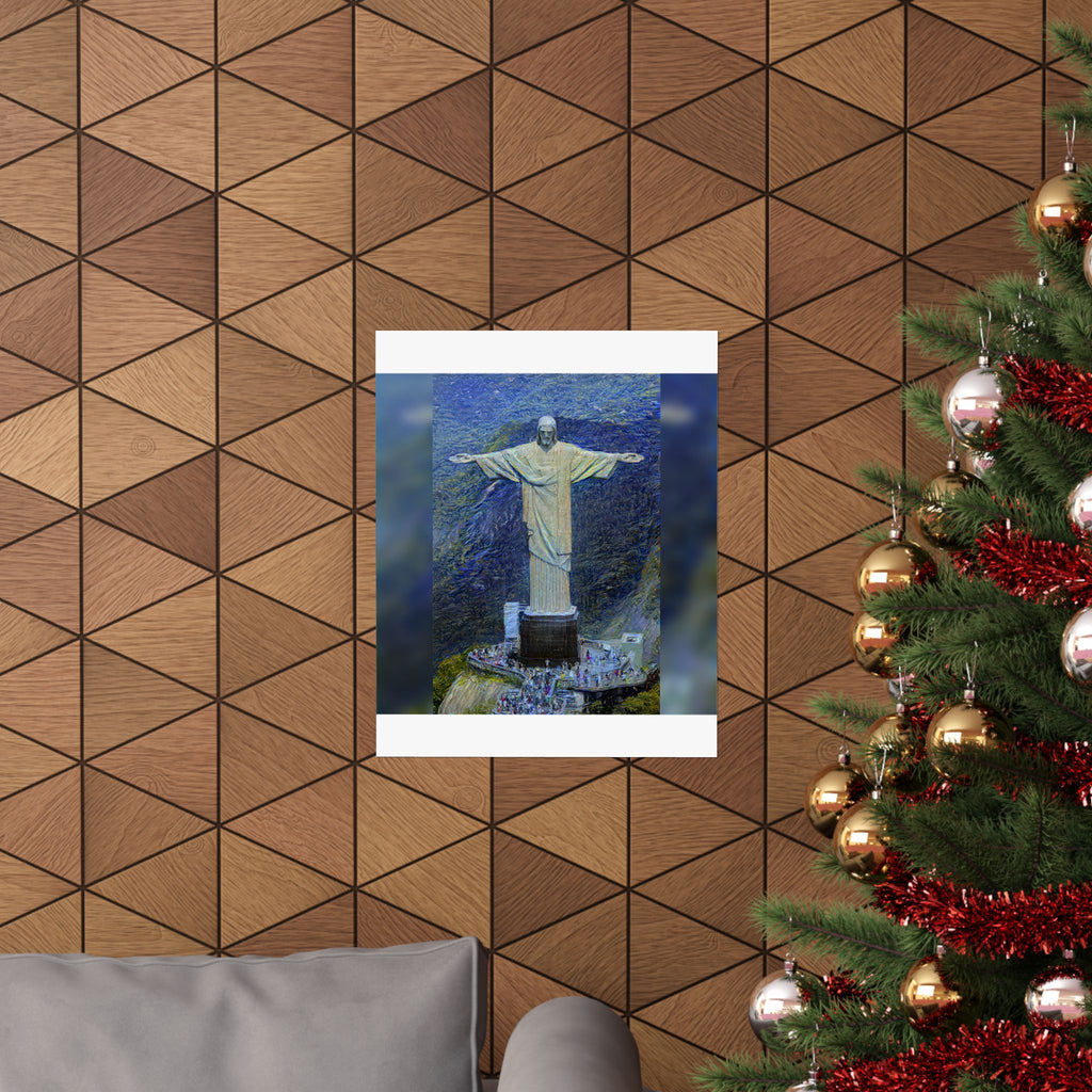 Christ the Redeemer in Starry Night Style - Art Poster Print