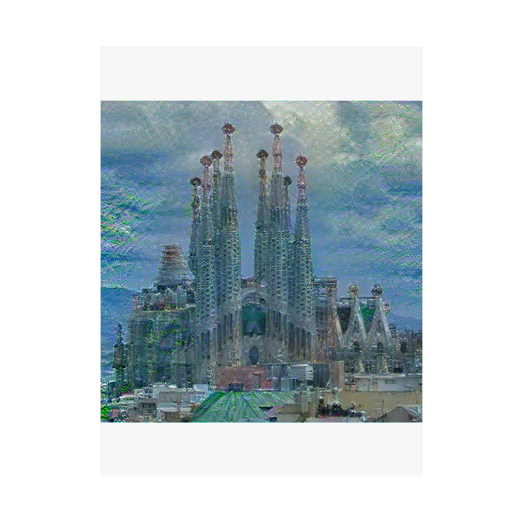 Sagrada Familia in Water Lilies Style | Claude Monet Inspired Art