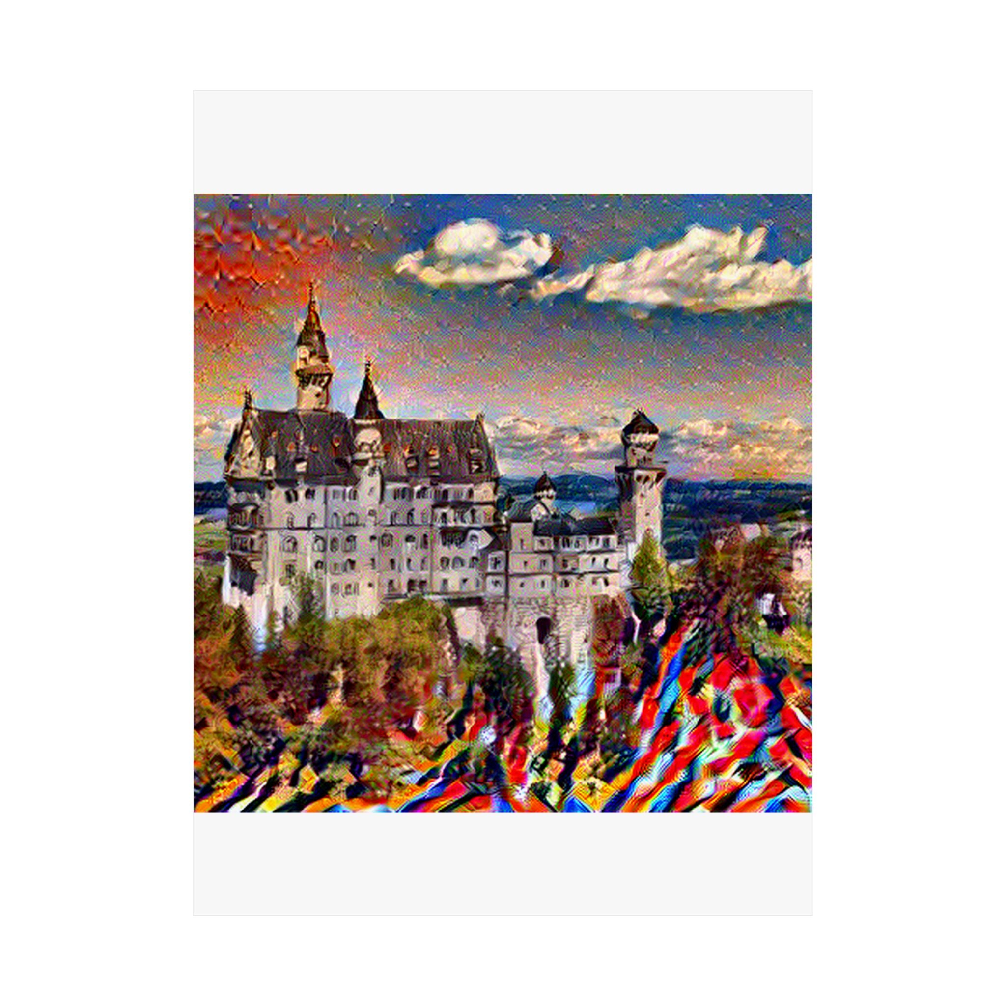 Neuschwanstein in Composition Vii Style - Poster Print