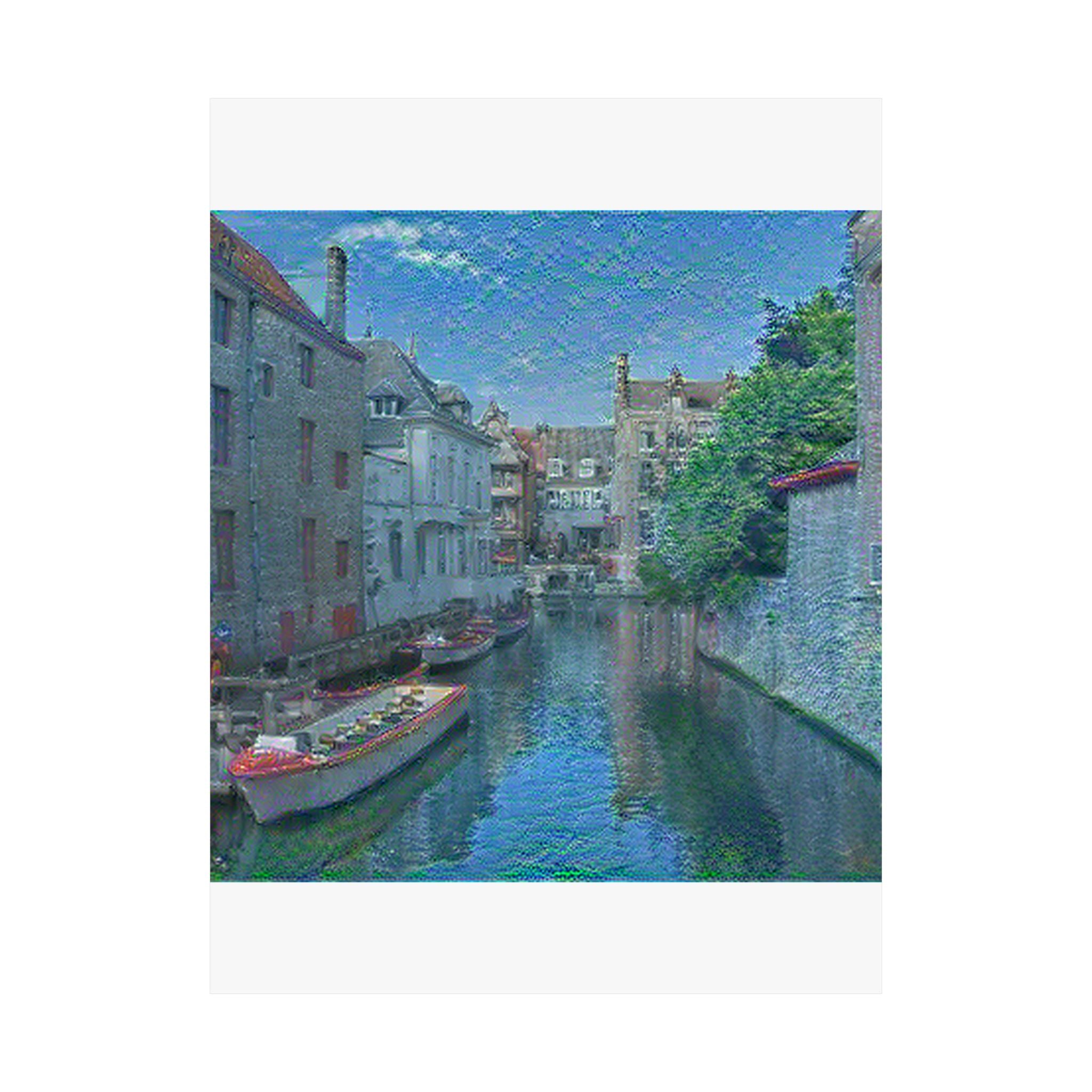 Bruges Medieval Center in Water Lilies Style | Claude Monet Inspired Art
