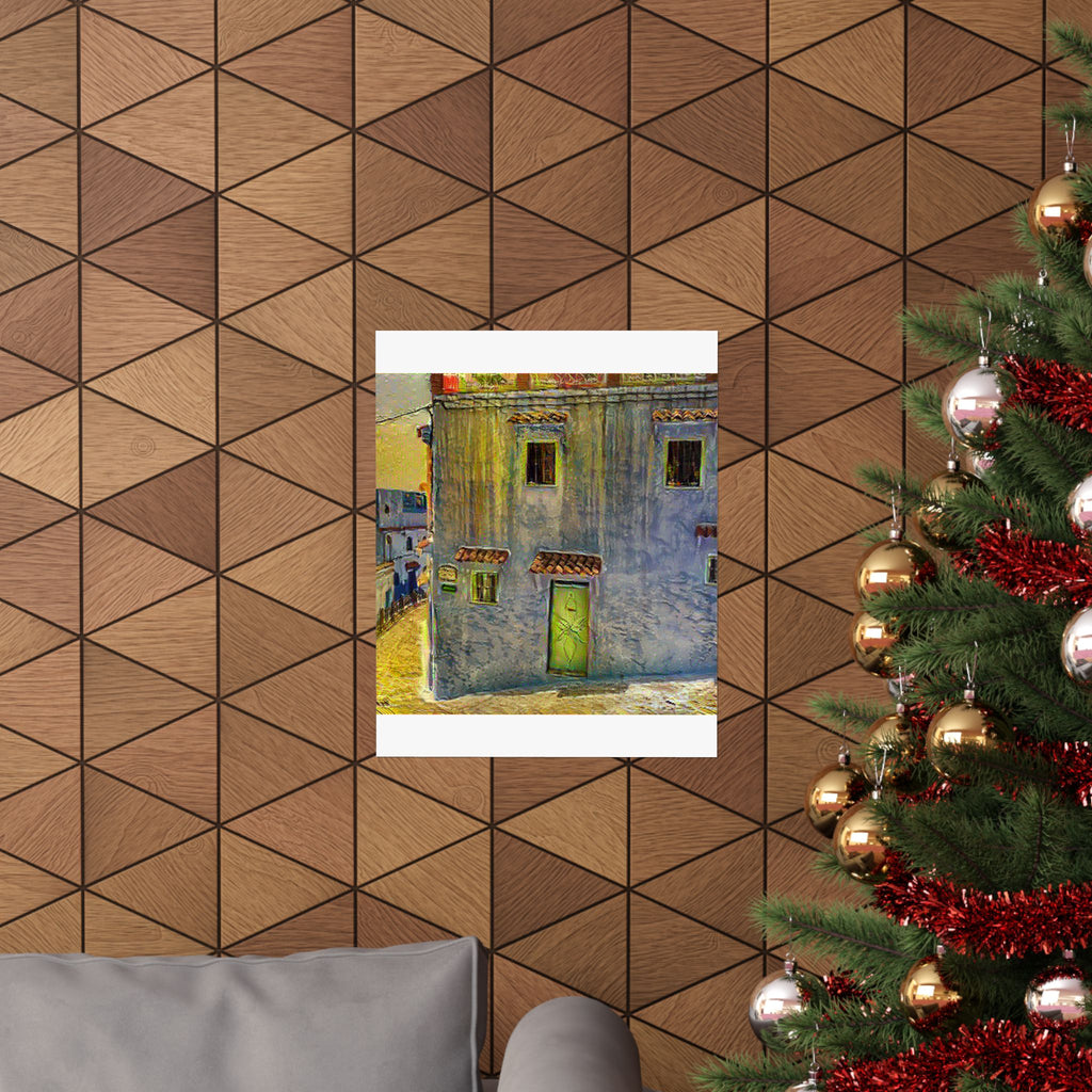 Chefchaouen in Cafe Terrace at Night Style | Vincent van Gogh Inspired Art