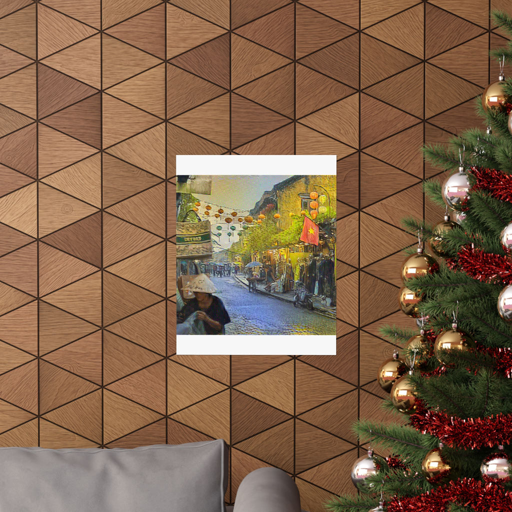 Hoi An Ancient Town in Cafe Terrace at Night Style | Vincent van Gogh Inspired Art