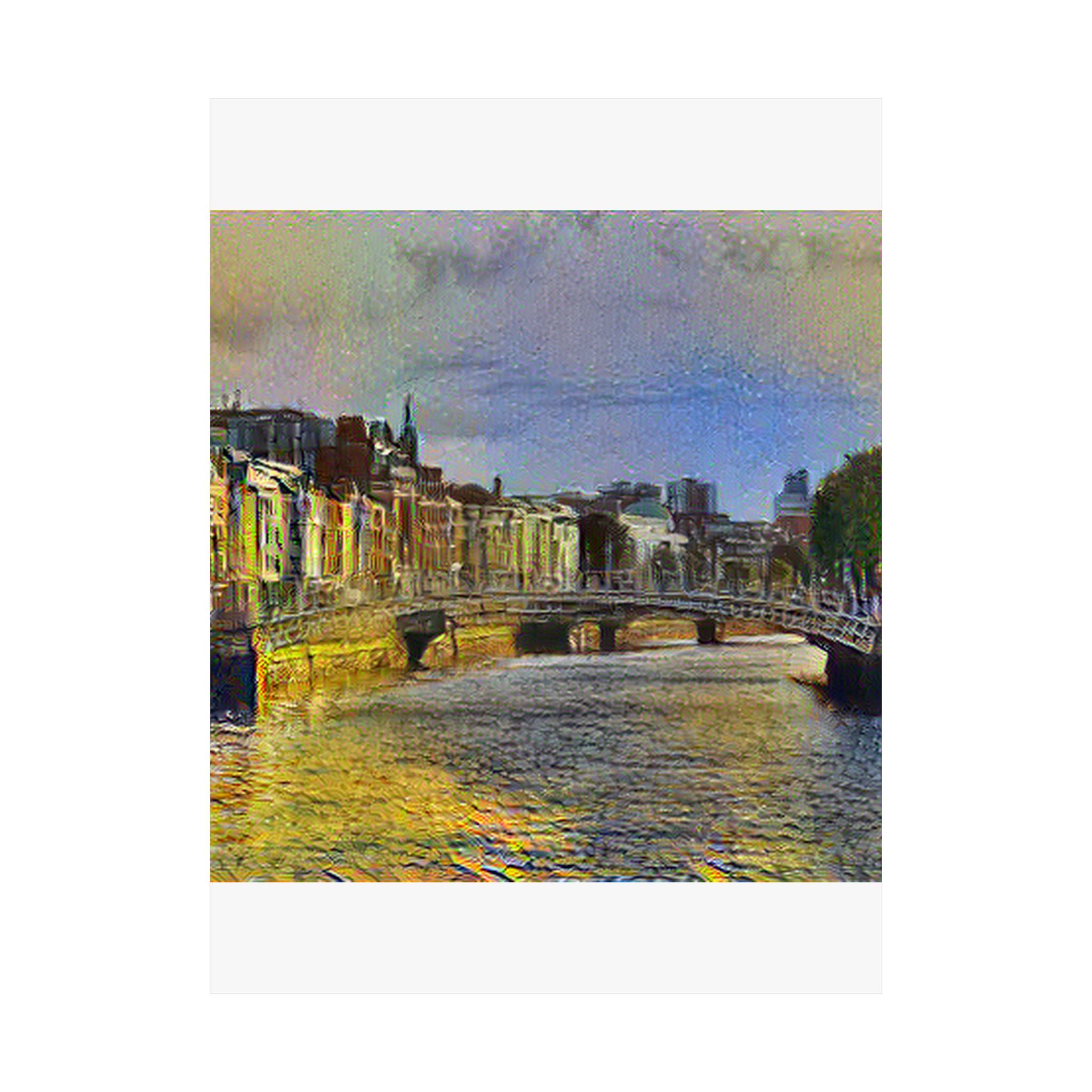 Ha'penny Bridge in Cafe Terrace at Night Style | Vincent van Gogh Inspired Art