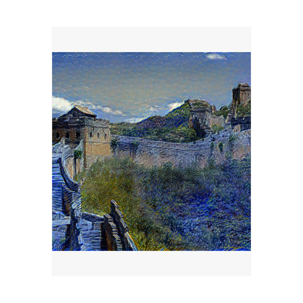 Great Wall of China in Starry Night Style | Vincent van Gogh Inspired Art