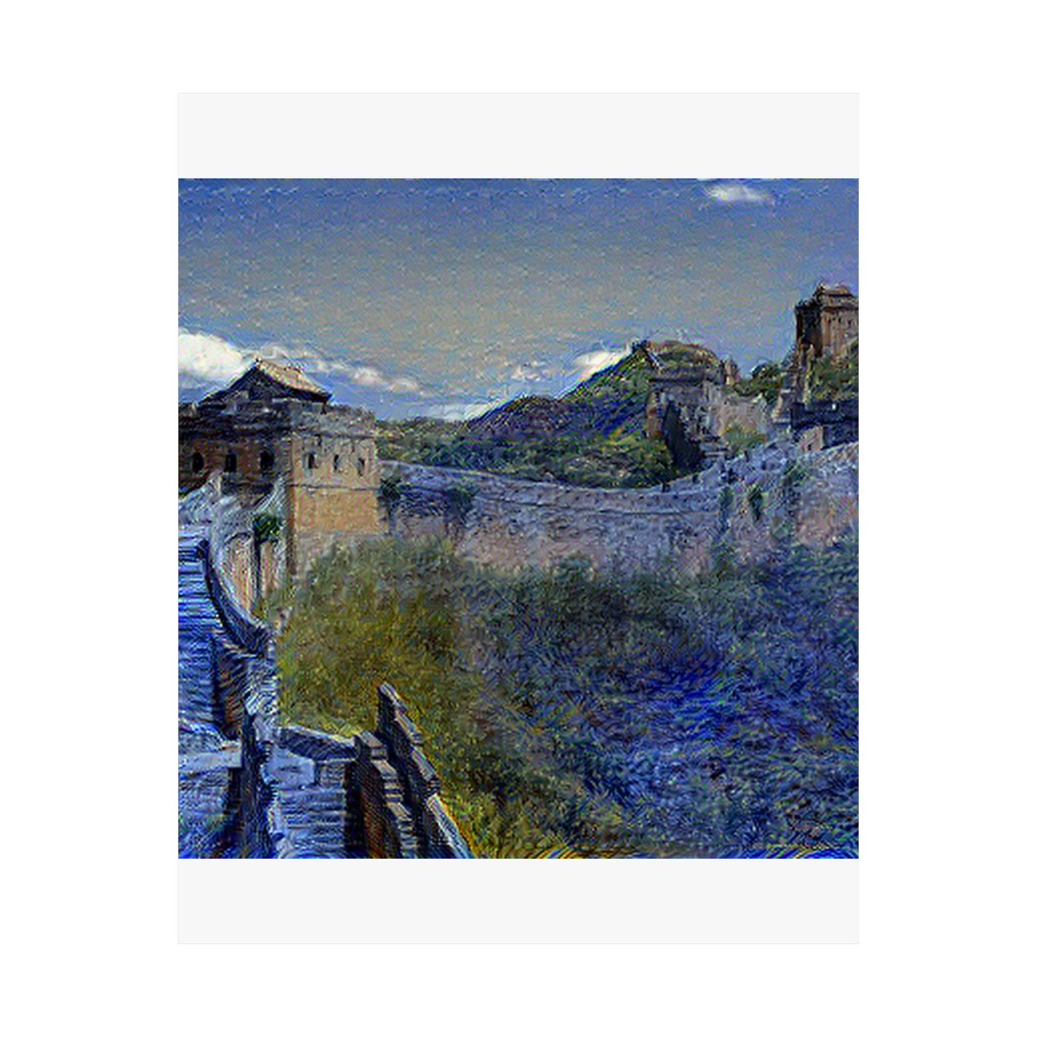 Great Wall of China in Starry Night Style | Vincent van Gogh Inspired Art