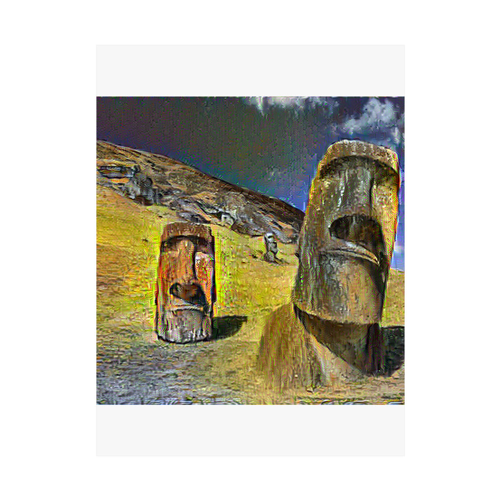 Moai in Cafe Terrace Style - Poster Print