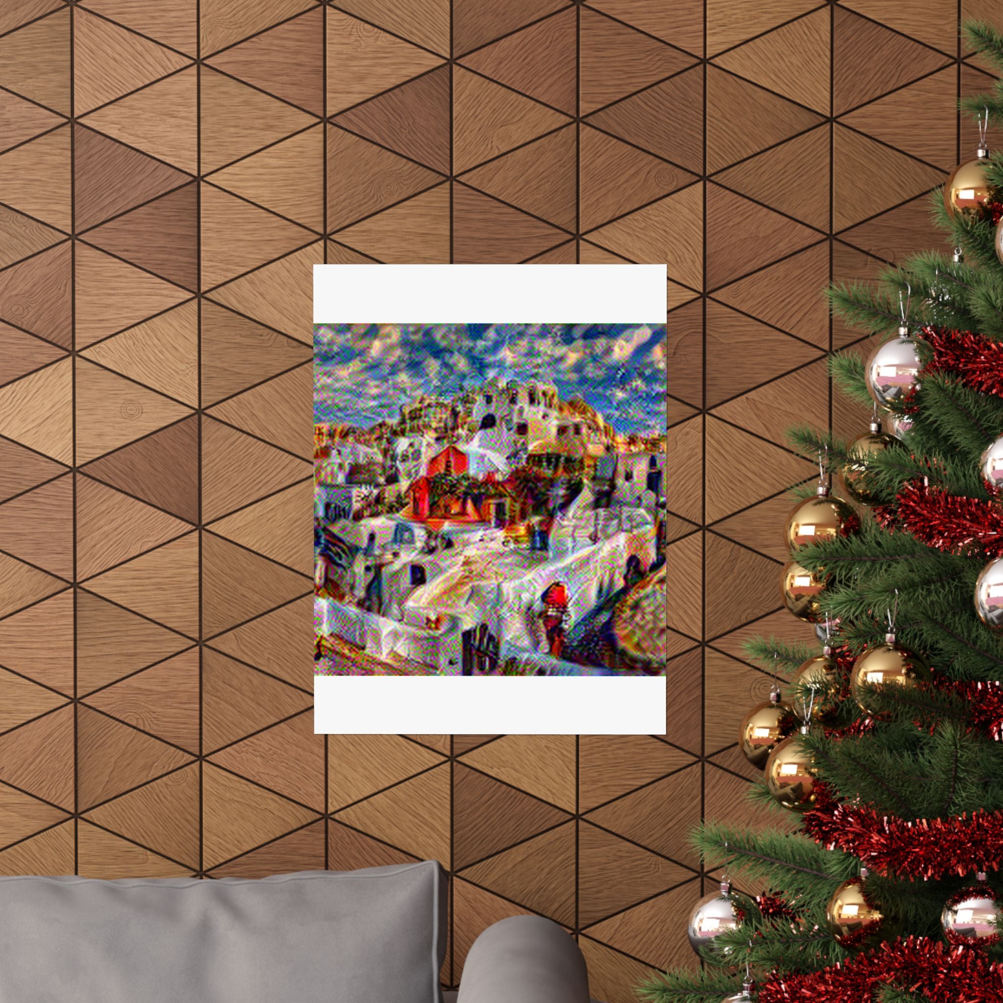 Santorini in Composition Vii Style - Poster Print