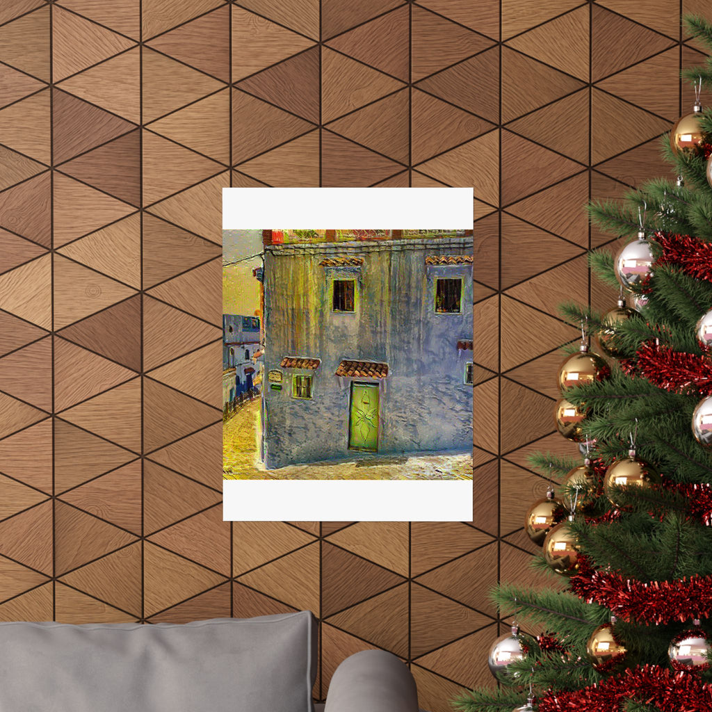 Chefchaouen in Cafe Terrace at Night Style | Vincent van Gogh Inspired Art