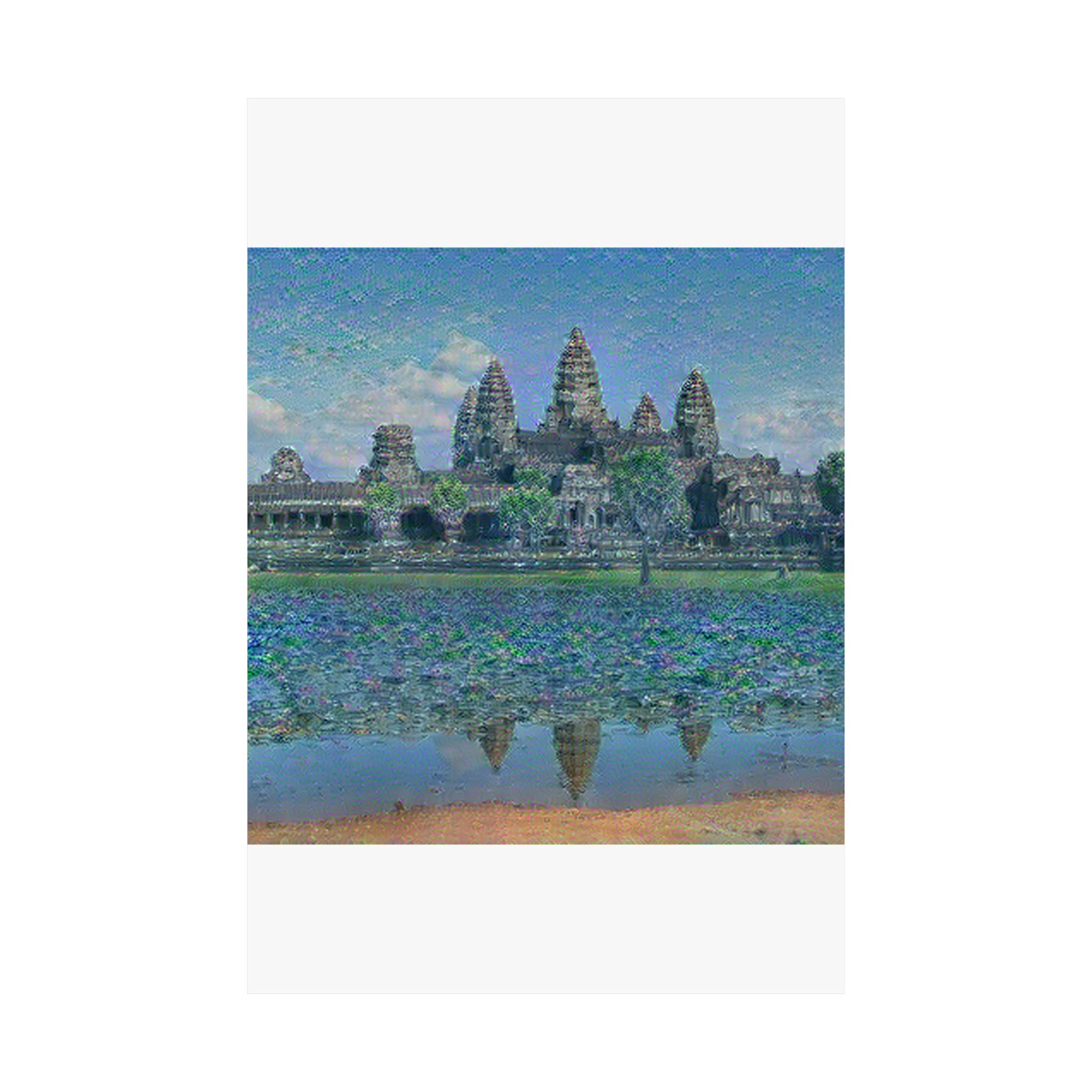 Angkor Wat in Water Lilies Style | Claude Monet Inspired Art