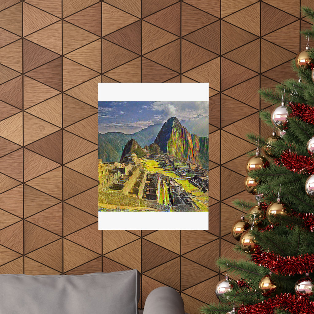 Machu Picchu in Cafe Terrace at Night Style | Vincent van Gogh Inspired Art