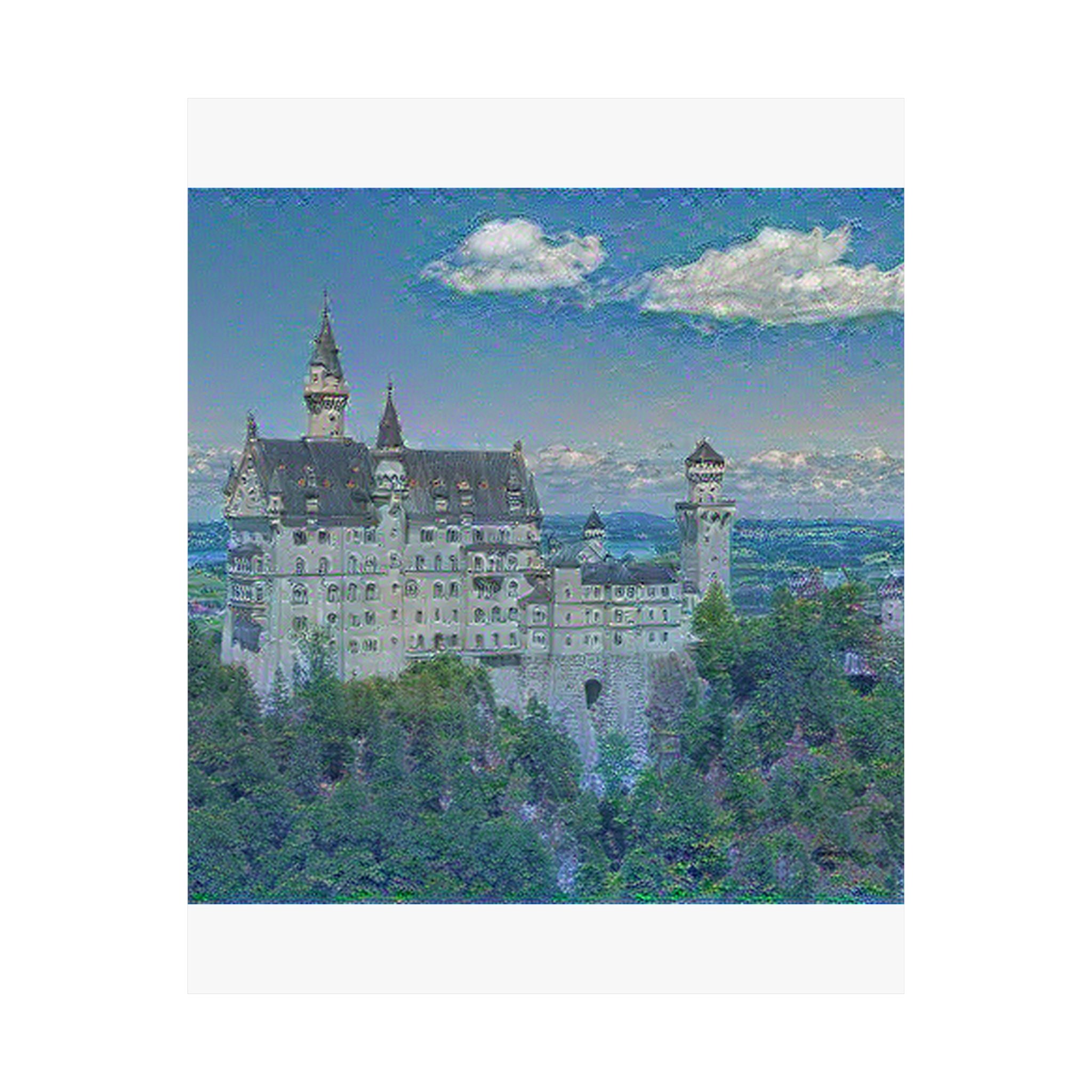 Neuschwanstein in Water Lilies Style - Poster Print