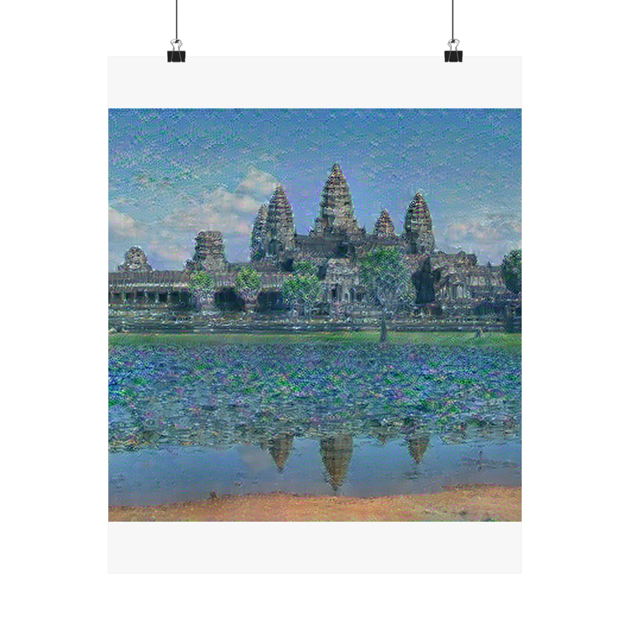Angkor Wat in Water Lilies Style | Claude Monet Inspired Art