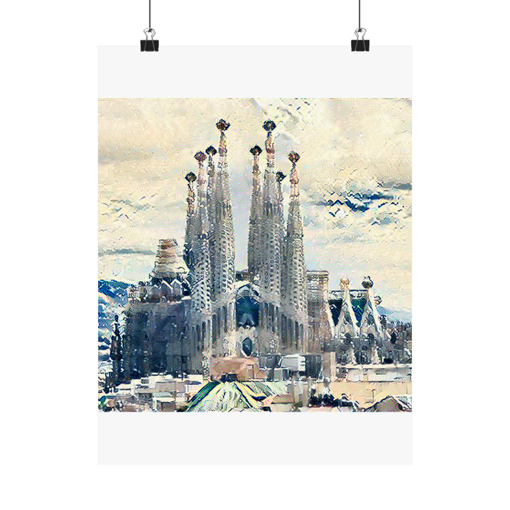 Sagrada Familia in Great Wave Style - Poster Print
